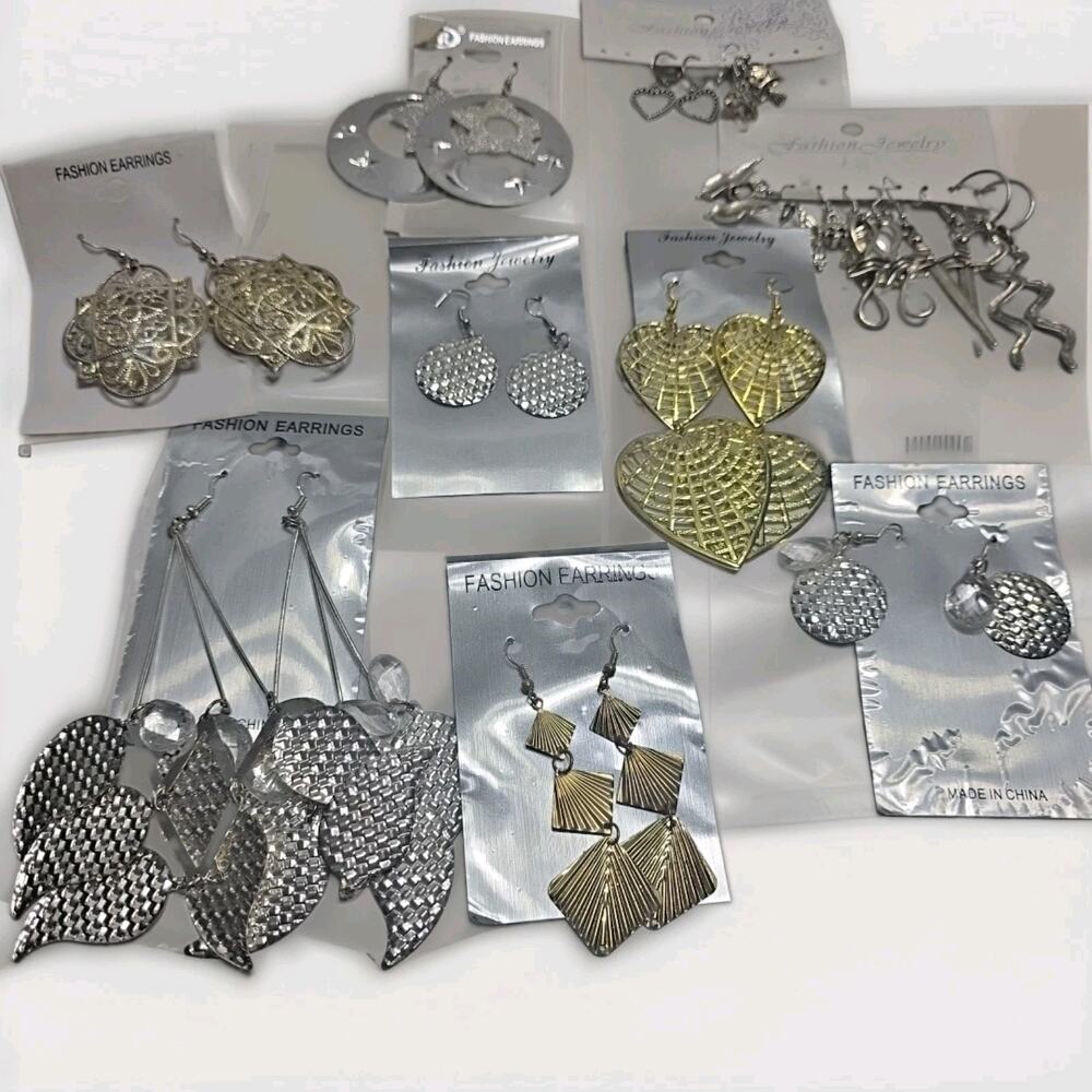 Lot of 12 Fashion Earrings & Charm Jewelry Sets New Boho Dangle Silver Gold Mixe
